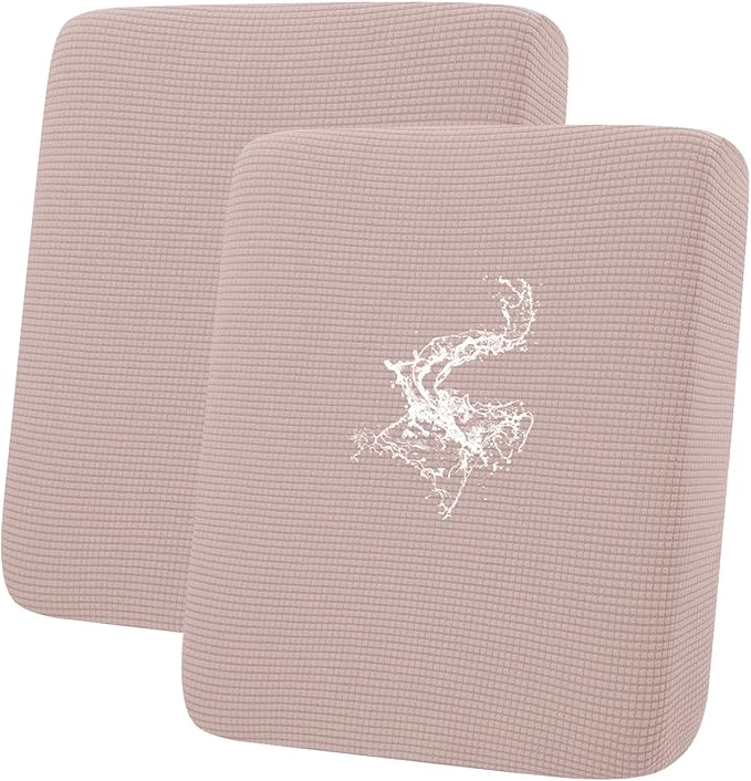 hyha Waterproof Couch Cushion Covers for Pets, Non Slip Sofa Cover for Dogs Washable, Soft Thick Stretch Jacquard Fabric, Sofa Slipcovers with Elastic Bottom (2 Pieces, Pink)