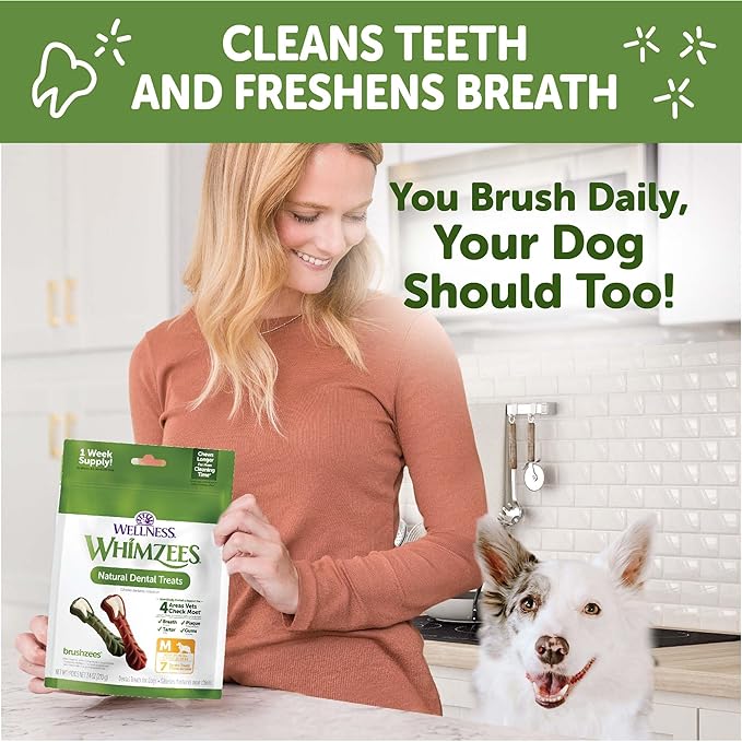 Wellness WHIMZEES Value Pack Natural Dog Dental Treat, Chews, Freshens Breath, Medium Size, 46.6 oz Box, 44 Count