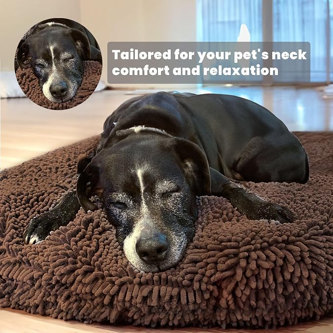 Muddy Mat® Cloud K-9 Bed for Dogs & Cats, Soft & Relaxing Donut Dog Bed, Chenille Material, Removable Cover, Washable & Dryer Safe–Brown Small(25'x25')
