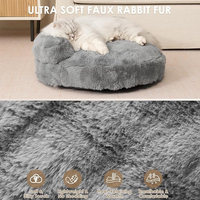 EHEYCIGA Dog Bed Medium Size Dog, Fluffy Small Dog Couch with Removable Washable Cover, Bolster Pet Sofa, Waterproof and Non-Slip, 30" x 30"x 8.5", Grey