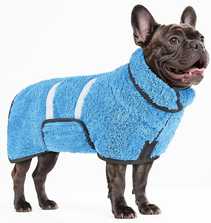 Bienbee Dog Bathrobe, Quick Drying Super Absorbent Pet Robes for Small Medium Large Dogs, Drying Coat for After Bath & Swim, Warm & Cozy Dogs Towels, Dog Puppy Bath Supplies,Light Blue M