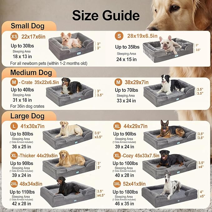 OhGeni Orthopedic Dog Bed Couch Big Cat Sofa for Extra Large Sized Pets with Memory Foam, Machine-Washable Waterproof Removable Cover, Soft Comfortable Fabric, 44-inch (Green)
