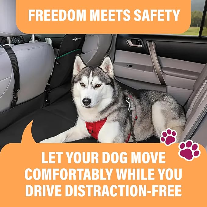 Active Pets Black Car Seat Belt for Dogs, Attaches to Harness & Collar, Adjustable 18" - 24" Travel Restraint System Fits Small - Large Pups for Safety & Comfort, Essential Pet Supplies & Accessories