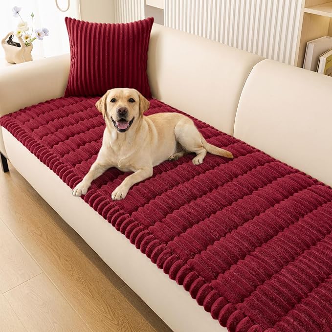 Smiry Couch Cover for Dogs, Non Slip Washable Sofa Protector for Pets, Soft Furniture Cover for Pet, Stylish Sofa Covers, Cozy Protect Against Fur, Dirt & Everyday Messes (Red, 43" x 63")