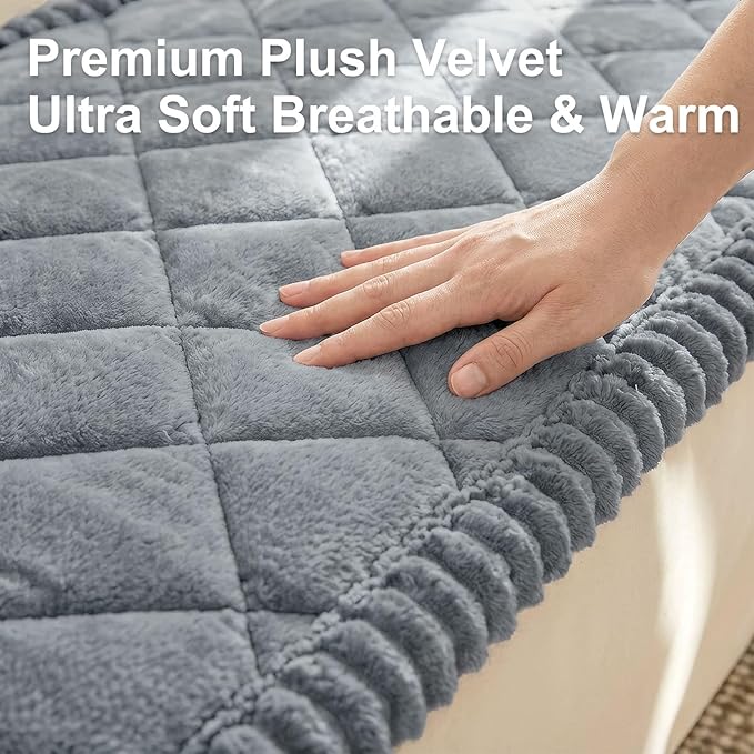 Smiry Couch Cover for Dogs, Non Slip Washable Pet Sofa Protector for Large Dogs, Cats, Fuzzy Plush Sofa Covers for 3 Cushion Couch, Against Fur, Dirt & Scratch Resistant, Grey, 27.6"×82.7"