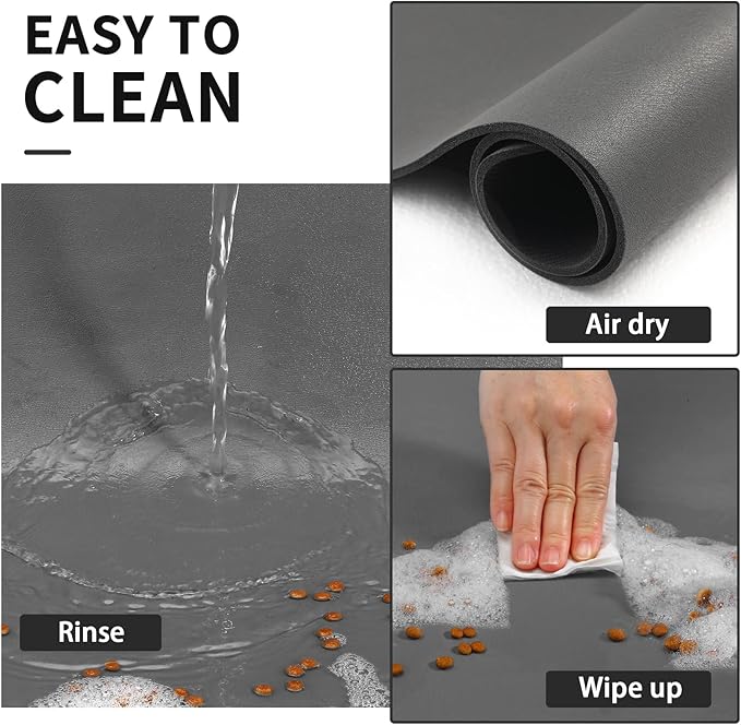 HotLive Dog Food Mat - Absorbent Cat Mat for Food and Water, No Stains Pet Feeding Bowl Mat, Easy to Clean Pet Placemats, Quick Dry Dog Water Dispenser Mat for Messy Drinkers | Dark Grey 18"x 28"