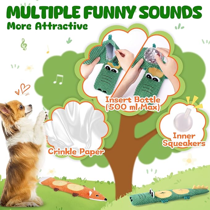 XIUGOAL Dog Toys for Aggressive Chewers, 2 Pack No Stuffing Dog Toys for Boredom and Teething, Squeaky Chew Toy for Small, Medium Breed to Keep Them Busy