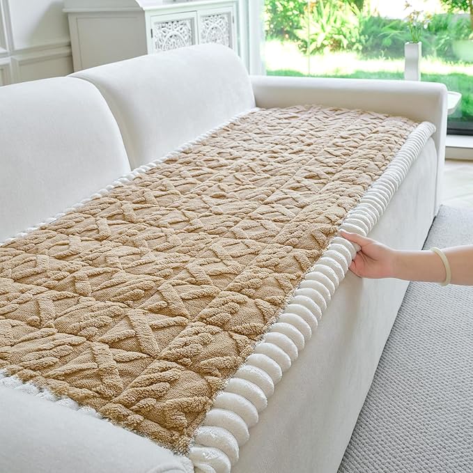 Fuzzy Couch Covers for Dogs, Non Slip Thick Dog Couch Cover Protector, Plush Pet Couch Covers for Sofa Washable, Soft Sofa Cushion Slipcovers Pet Friendly(1PC, Light Brown, 27.6”x59.1”)