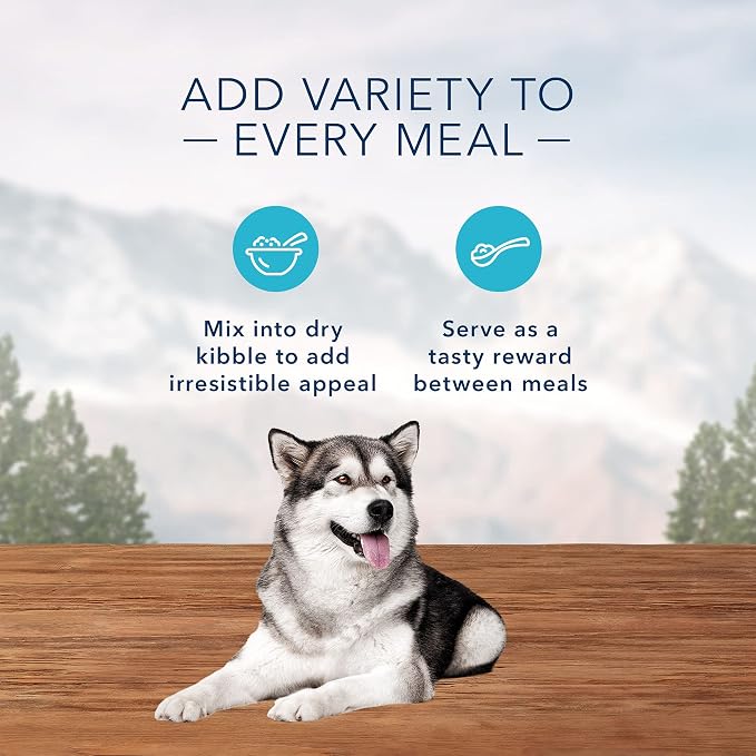 Blue Buffalo Wilderness Trail Toppers Wild Cuts High Protein, Natural Wet Dog Food Variety Pack, Beef, Salmon, Duck & Chicken, 3-oz Pouches, 24 Count