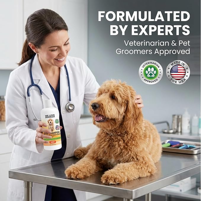 Dog Shampoo and Conditioner & Detangler - Best Goldendoodles, Poodles & Doodle Shampoo for Smelly Dogs, Sensitive Skin Puppy Shampoo, Goldendoodle Must Haves (Shampoo & Detangler (Mango))
