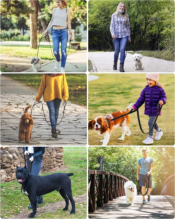 Dog Leash, Heavy Duty Dog Leash, Leashes for Large Breed Dogs .5FT.6FT, Double Handle Dog Leash, Reflective Training Lead, Perfect for Medium to Large Dogs(5FT, Red)