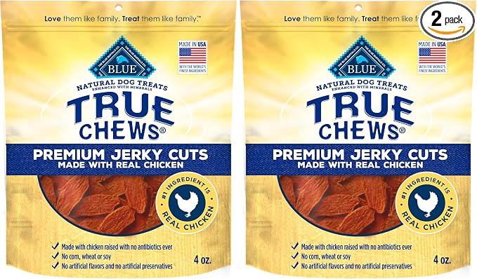 Blue Buffalo True Chews Premium Jerky Cuts Dog Treats with Natural Ingredients Chicken (Pack of 2)