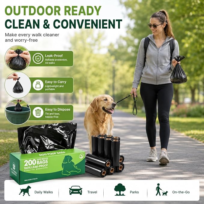 Sherr 100 Boxed Rolls 20000 Counts Dog Poop Bags Bulk Leak Proof Dog Waste Bags Pet Doggy Waste Poop Box Universal for Puppy Pets Outdoor Walking and Travel, 100 Rolls of 200