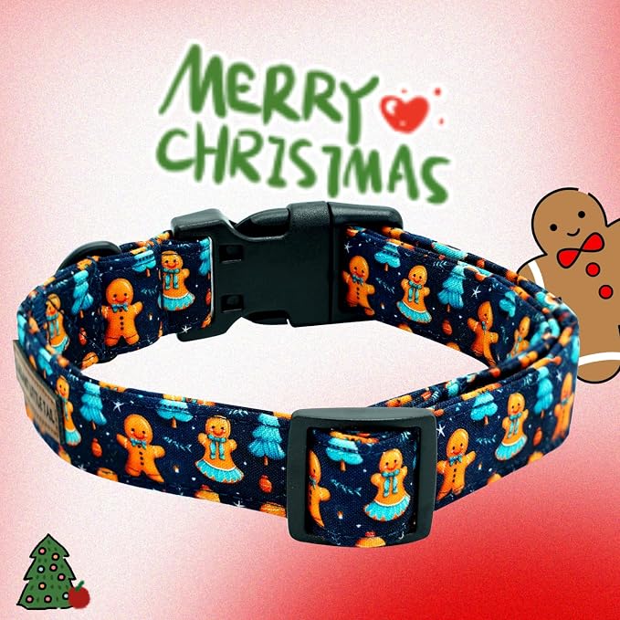Elegant little tail Christmas Dog Collar - Christmas Tree Red Pet Collar Cotton Soft Plastic Buckle Sturdy Puppy Collars Holiday Female or Male Adjustable Collar for Small Puppy