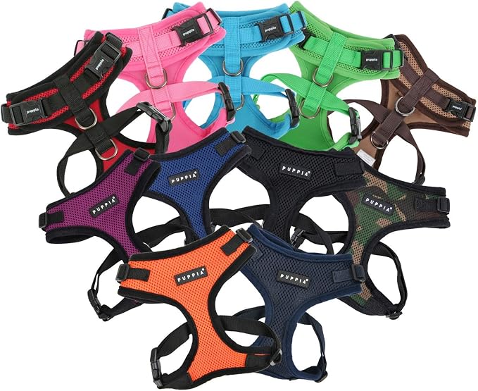 Authentic Puppia RiteFit Harness with Adjustable Neck, Navy, Large