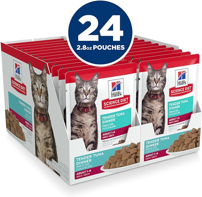 Hill's Science Diet Adult 1-6 Wet Cat Food, Tuna, 2.8 oz. Pouches, 24-Pack