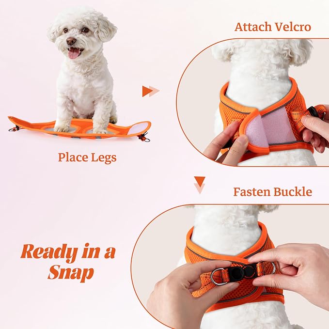 YIMEIS Dog Harness and Leash Set, No Pull Soft Mesh Pet Harness, Reflective Adjustable Puppy Vest for Small Medium Large Dogs, Cats (Orange01, Medium (Pack of 1)