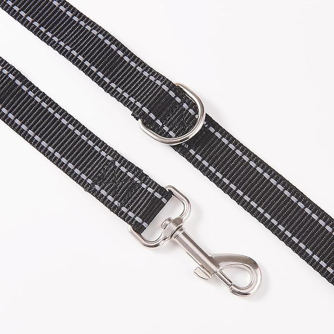 2-Pack Reflective Leash 6ft - Nylon Leashes for Small, Medium, Large Dogs, Puppies, Cats - 6ft Training Leash with D Ring (Black, 1" X 6FT(2-Pack))