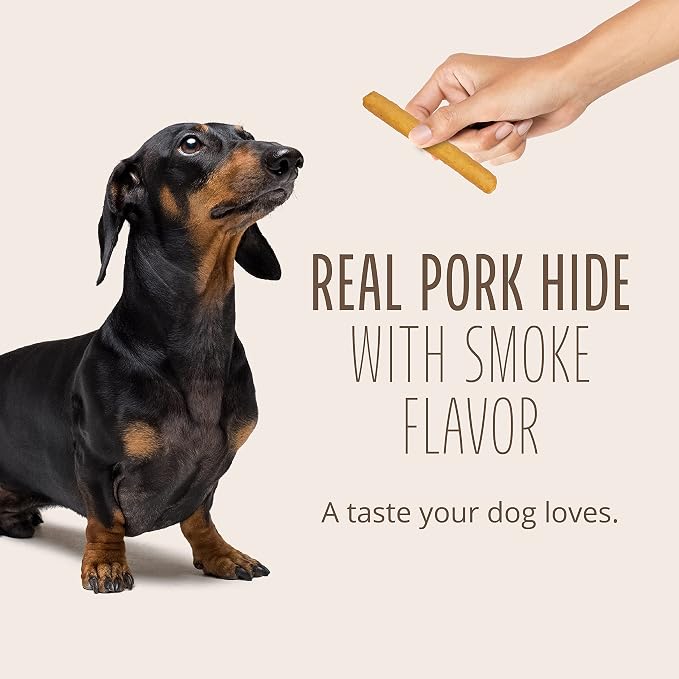 Better Belly Pork Hide Rolls with Smoke Flavor Small, 20 Count, Digestible Pork Hide for Dogs