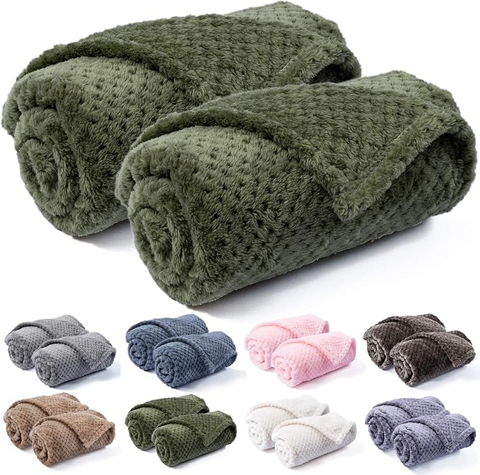 Pet Blanket for Dogs or Cats - Warm Soft Fuzzy Plush Fleece Throw for Puppy, Kitten, Small, Medium, Large Pets - Bed, Couch, Sofa, Travel (S/24" x 32", Dark Green)