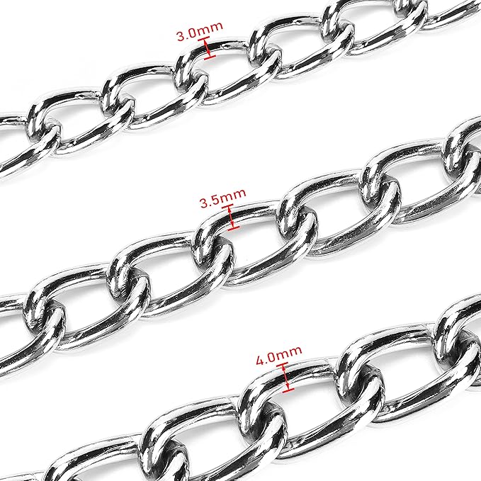 SGODA Metal Chain Heavy Duty Dog Leash, Chew Proof Dog Leash with Soft Handle for Large & Medium Size Pets Walking(4 ft. x 3.0 mm Blue)