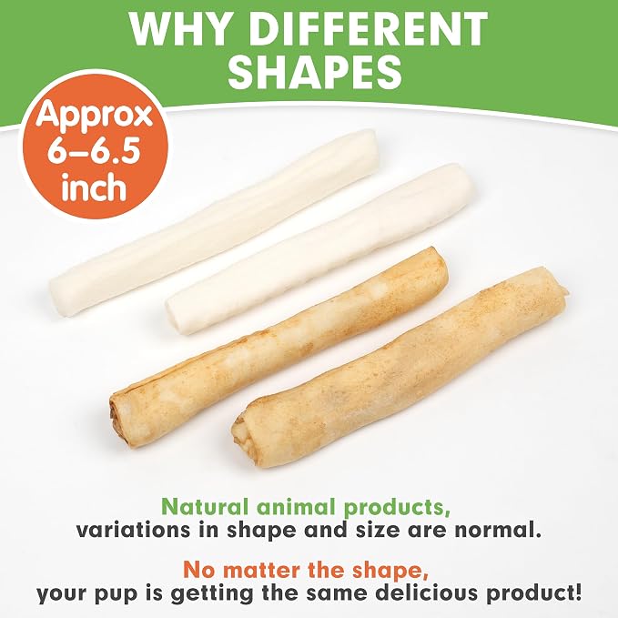 MON2SUN Dog Rawhide Rolls Twist Sticks Chew Treats Natural Flavor 6.5 Inch 40 Count for Puppy and Small Dogs (Pack of 2)