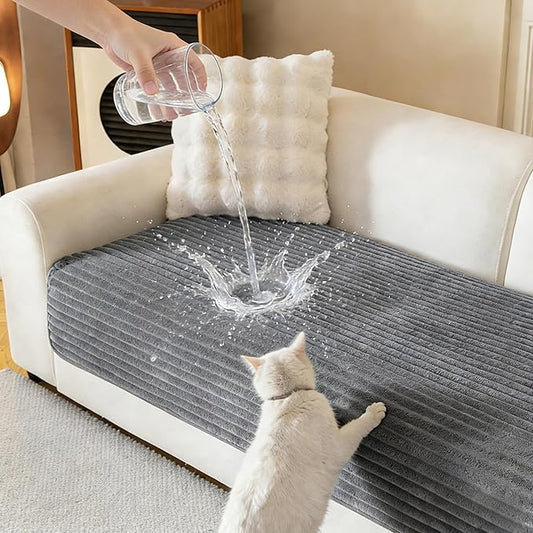 MYSKY HOME 100% Waterproof Couch Cover, Couch Covers for Dogs Washable, Non Slip Sectional Couch Covers, Couch Cover L Shape, Sofa Covers, Dog Bed Cover for Couch, Dark Grey, 35"x63"