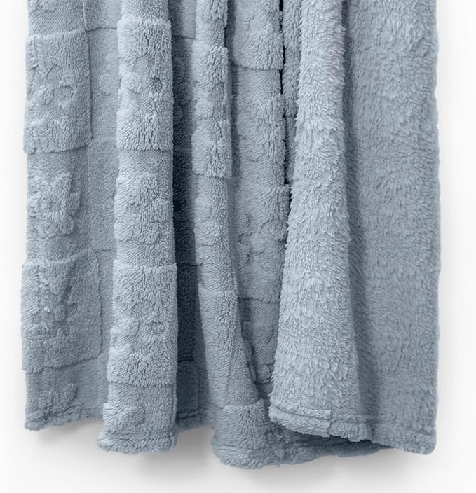 Americanflat 30x40 Jacquard Kids Throw Blanket - Soft and Breathable Mini Fleece Throw Blanket for Couch, Bed, Chair - Fleece Blankets Perfect for Home, Bedroom, or Outdoor - Flower Design in Gray