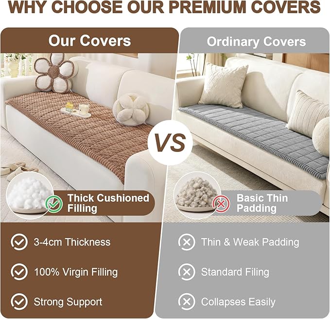 OstepDecor Couch Cover for Dogs, Washable Non Slip Sofa Cover for Pets, Soft Couch Covers for Sofa, Loveseat and Sectional, Furniture Protector Against Pet Hair & Scratches (35.4" x 35.4", Brown)