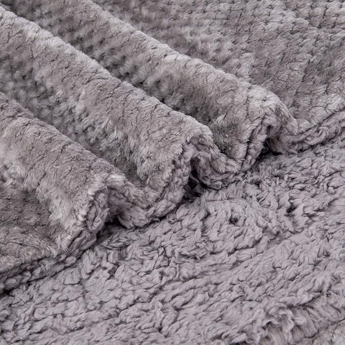 DG-Flint Gray Plush Fleece Receiving Blanket for Dog, Cat, Couch, Sofa, Travel and Outdoor, Camping (32" x 40")
