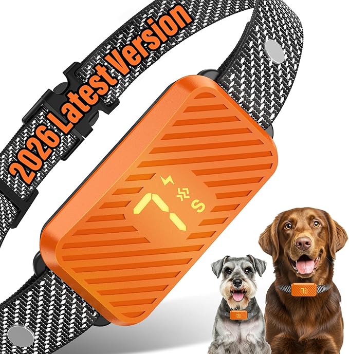 Dog Bark Collar for Large Medium Small Dogs, Effective No-Bark Collar, Smart Barking Collar, 2026 Upgraded Bark Collar with 7 Sensitivity, 3 Modes, Orange