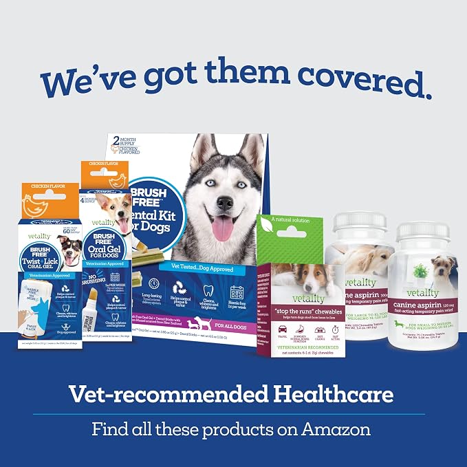 Vetality Brush Free Daily Dental Care Chews for Dogs | Cleans Teeth and Freshens Breath | 30 Count | B.E.S.T. Complex Provides Complete Oral Cleaning and Tartar Control (Pack of 3)