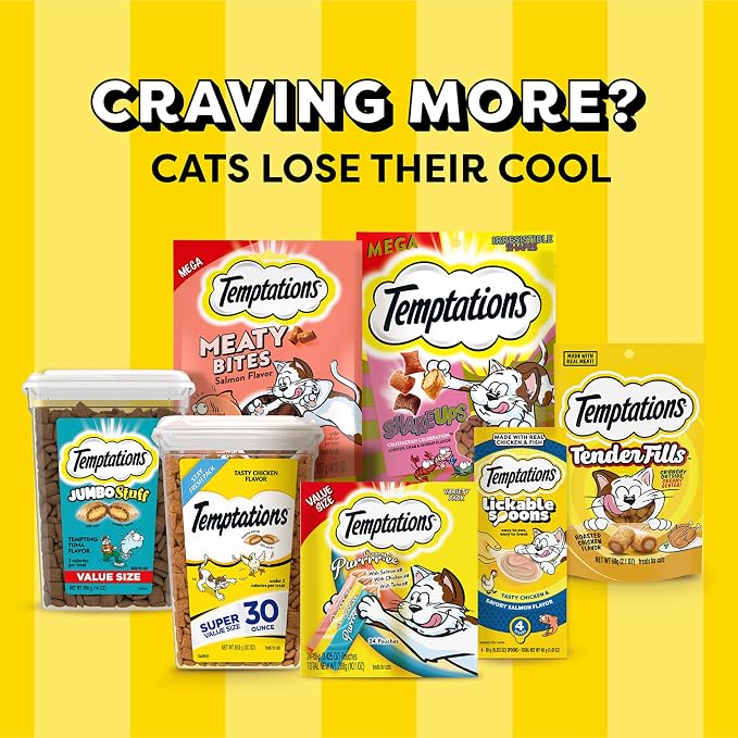 Temptations Cat Treats, Classic Crunchy and Soft Cat Treats, Blissful Catnip Flavor, Catnip Treats, 6.3 oz. Pouch (Pack of 10)
