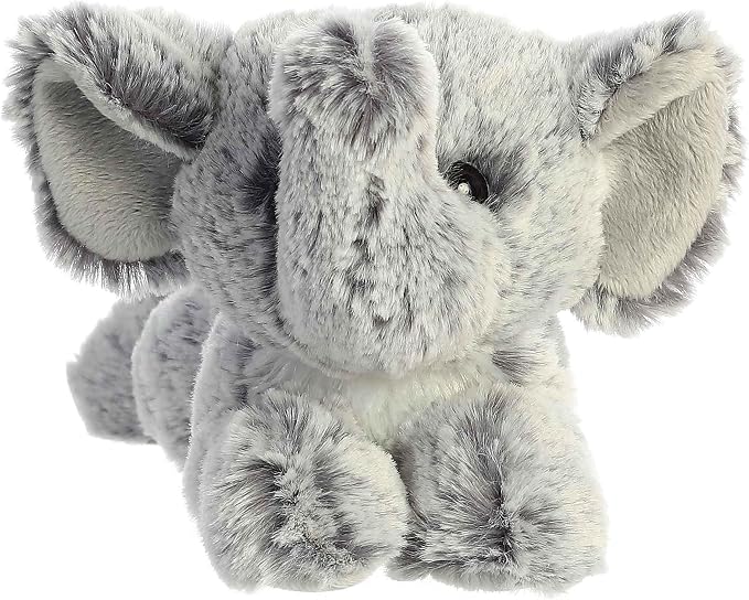 Aurora® Adorable Mini Flopsie™ Leroy Elephant™ Stuffed Animal - Mini Companions Ready for Playful Adventures - for Kids All Ages, Toddlers, Adults, and Families - Gray 8 Inches
