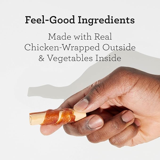 DreamBone Chicken Wrapped Mini Stick Dog Treats, Daily Rawhide-Free Chew, Digests Safely and Completely, With Real Protein, Chicken and Veggies, 15 count