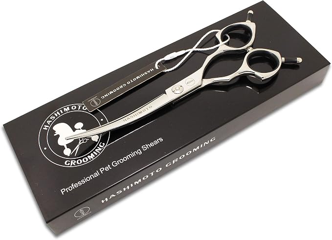 HASHIMOTO Curved Scissors for Dog Grooming for Large Hands, 6.5 inch, 30 Degree of Curved Blade,Light Weight, Pet Shears for Trimming Face and Paws.