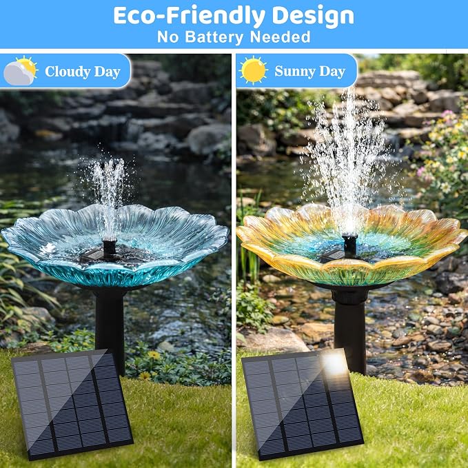 Yeomi Solar Pump for Fountain, 1.8W Outdoor Solar Water Pump with Separate Solar Panel & 9.84Ft Cable, Built-in Filter, Solar Water Fountain for Garden Patio Pond Decoration