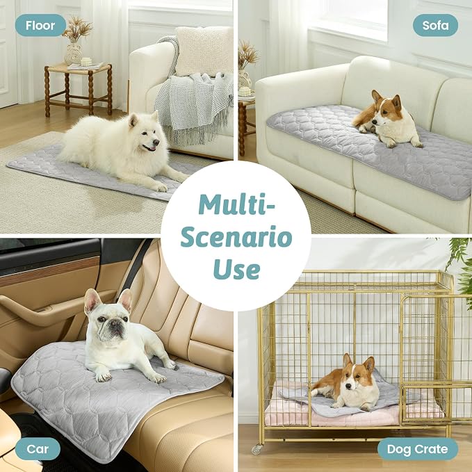 COZY KISS Dog&Cat Cooling Couch Cover, 27.5x82.5 Inch Waterproof Pet Pad, Q-Max > 0.4 Cool-Tech Fabric, Grey