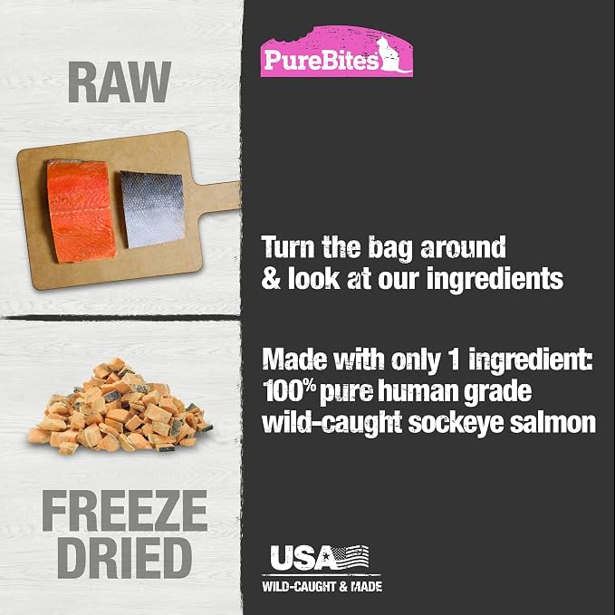 PureBites Freeze Dried Salmon Cat Treats, 4.7Oz | 134g - Jumbo Size