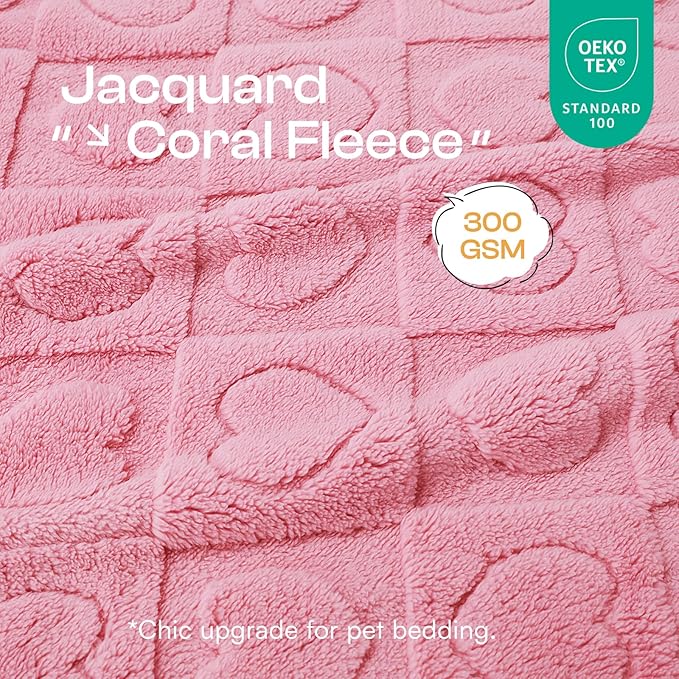 Luciphia 1 Pack 2 Small Dog Blanket Washable Pet Bed Cover Soft Fluffy Puppy Blanket with Premium Fleece 300GSM Cozy Calming Cat Blankets for Indoor Cats Pink/Beige 41x31 inch