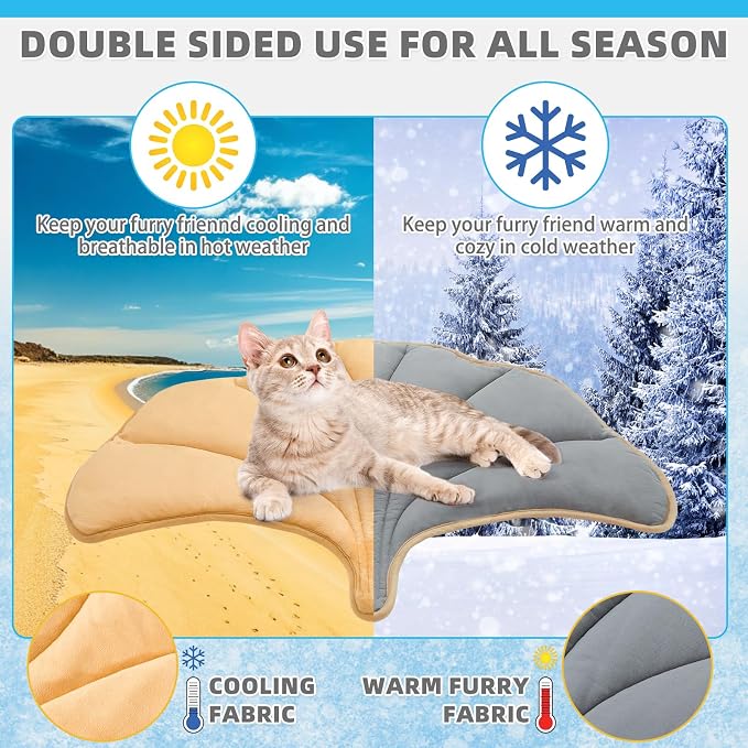 KOOLTAIL Breathable Cat Mat, Upgraded Two Sided Pad for Dogs Cats Puppy, Soft Summer Pet Sleeping Blanket Kennel to Keeping Cool, Washable Dog Mats for Crate Sofa Bed Outdoor, Gingko Leaf