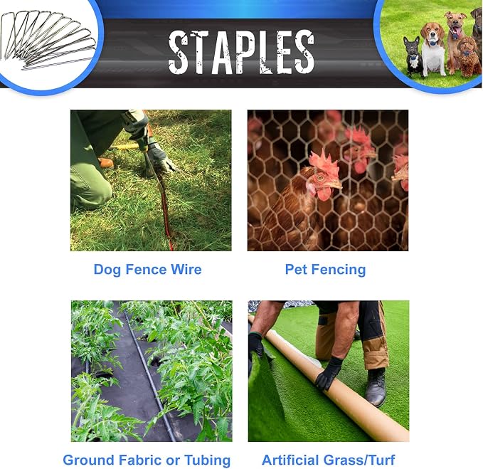 Extreme Dog Fence Pet Fence Staples for Electric Dog Fences and Sod or Garden - 100 Staples