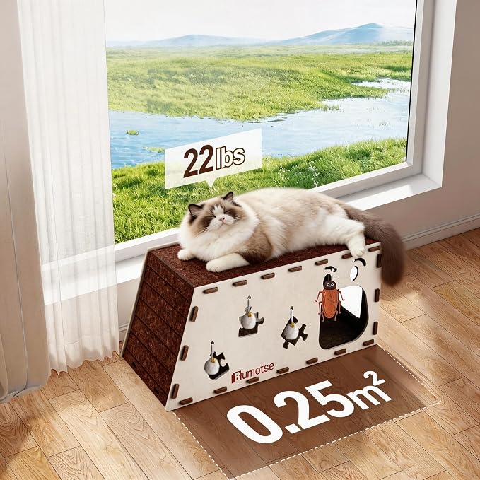 Felt Cat Bed Cave for Indoor Cats, Modular Tunnel Hideaway House for Large Cats Up to 22LB, Cozy Washable Felt Cat Condo for Sleeping, Playing & Hiding, Cream