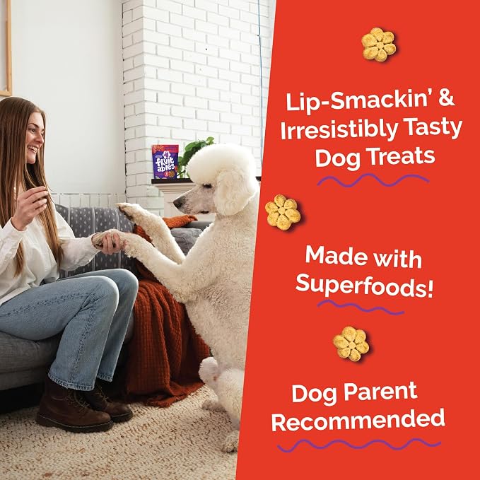 Fruitables Baked Dog Treats, Healthy Pumpkin Treat for Dogs, Low Calorie & Delicious, Free of Wheat, Corn and Soy, Made in the USA, Apple and Crispy Bacon Flavor, 12oz