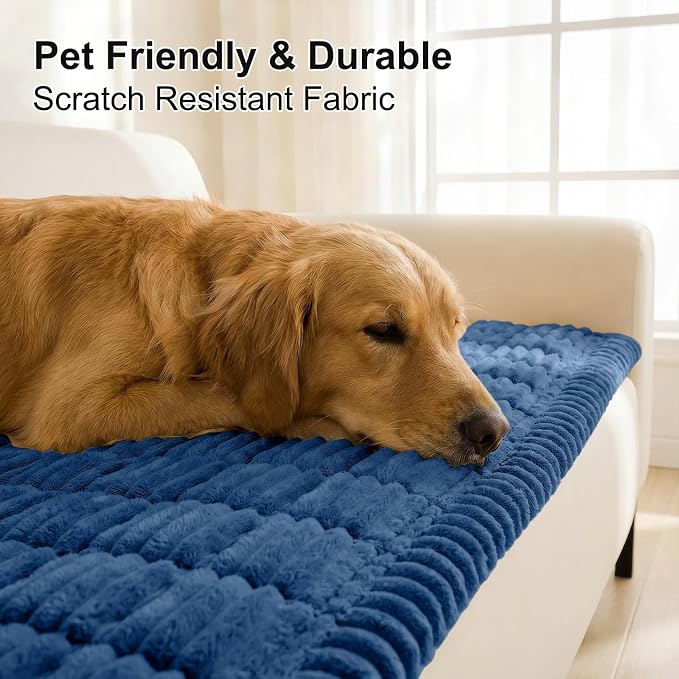 Smiry Couch Cover for Dogs, Non Slip Washable Sofa Protector for Pets, Soft Furniture Cover for Pet, Stylish Sofa Covers, Cozy Protect Against Fur, Dirt & Everyday Messes (Navy Blue, 27.6" x 47")