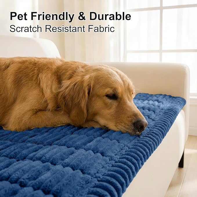 Smiry Couch Cover for Dogs, Non Slip Washable Sofa Protector for Pets, Soft Furniture Cover for Pet, Stylish Sofa Covers, Cozy Protect Against Fur, Dirt & Everyday Messes (Navy Blue, 27.6" x 88")