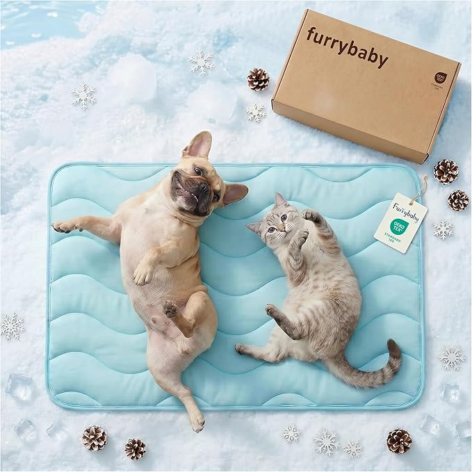 Dog Cooling Mat for Medium Dogs, 35"x24" Breathable Pet Cooling Mat for Dogs & Cats, QMAX>0.5 Portable Washable Cooling Crate Mat for Dog Bed, Thickened Cool Fiber Indoor/Outdoor Summer,Blue
