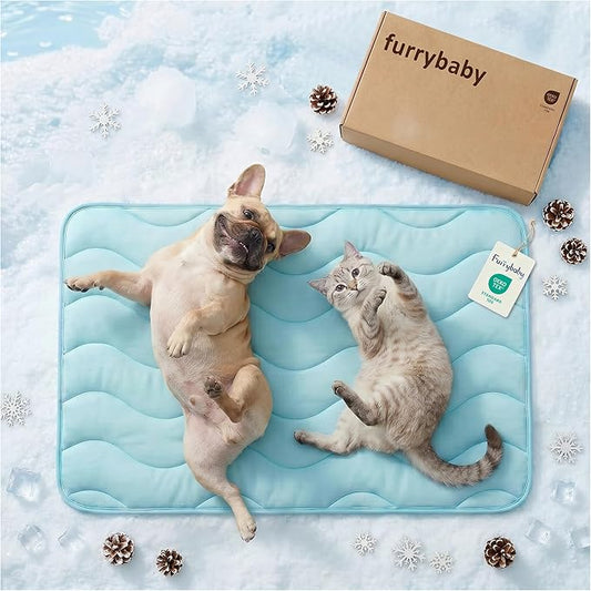 Dog Cooling Mat for Medium Dogs, 35"x24" Breathable Pet Cooling Mat for Dogs & Cats, QMAX>0.5 Portable Washable Cooling Crate Mat for Dog Bed, Thickened Cool Fiber Indoor/Outdoor Summer,Blue