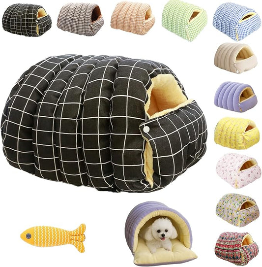 Cozy Monster Cat Bed, Niopets Cave Style Pet Bed, Warm Cats Tent Nest for Sleeping & Lounging, Removable and Washable Winter Closed-Off Cat Bed, Cute House for Small Dogs and Pets (J, Large)