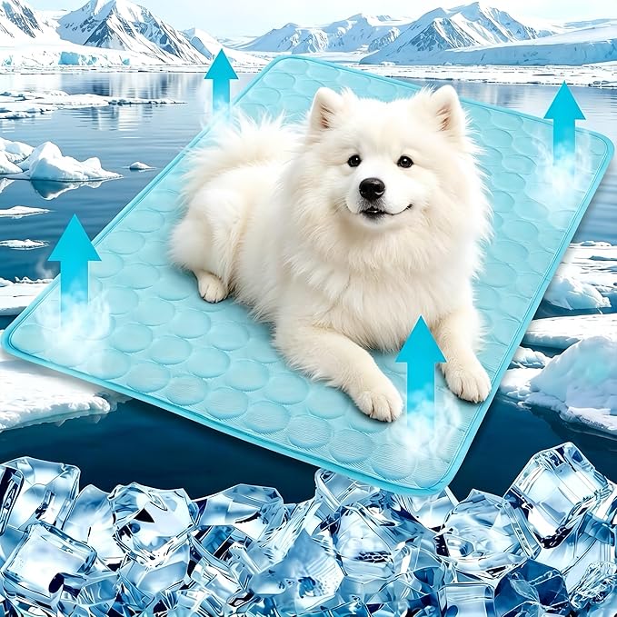Dog Cooling Mat 28"x40" Q-Max>0.4, Absorbent & Pressure-Activated Self-Cooling, Non-Slip Scratch Resistant, Washable Cooling Mat for Dogs, Cooling Pad for Dog Bed Mats for Car Crate Patio Outdoor